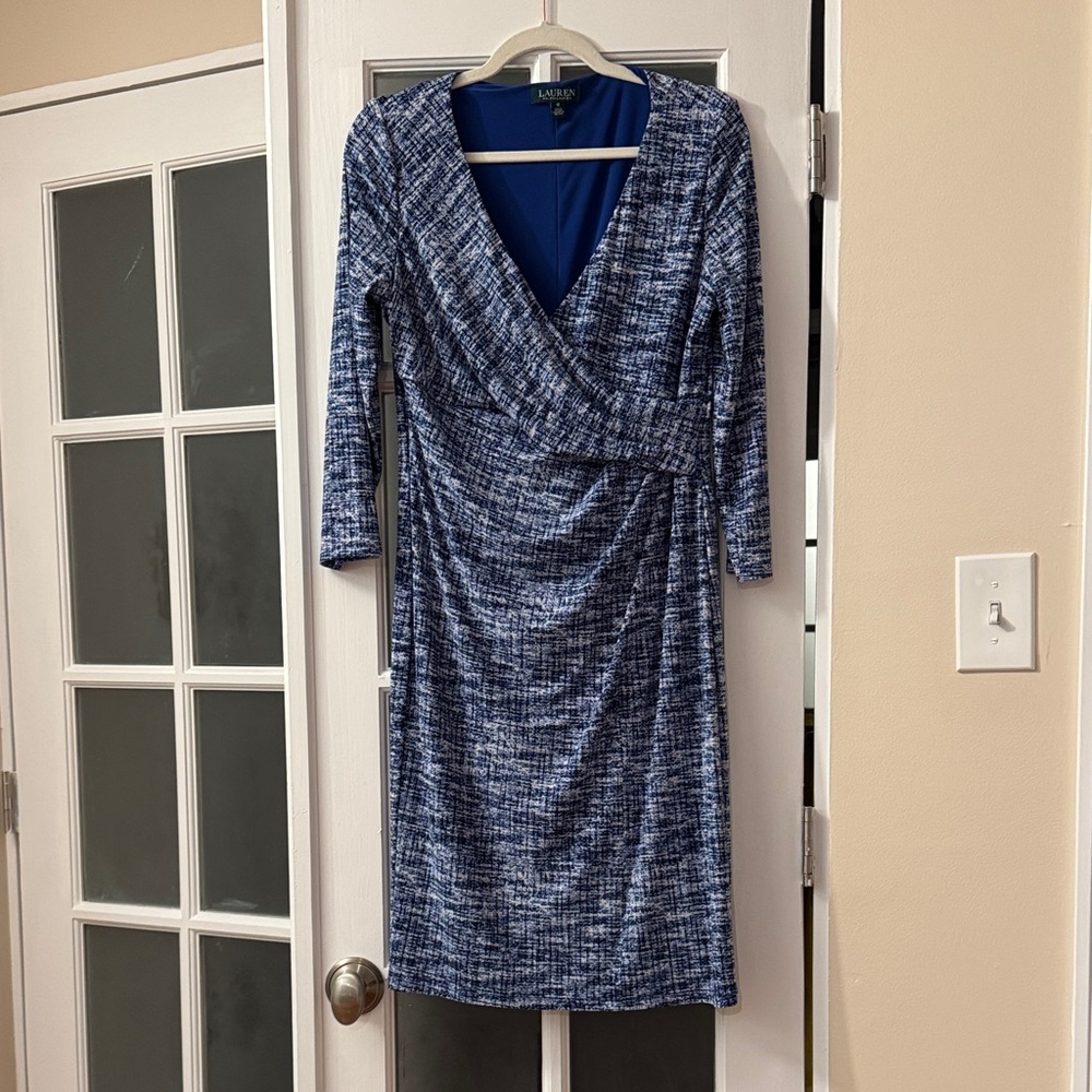 Lauren Ralph Lauren surplice jersey faux-wrap dress